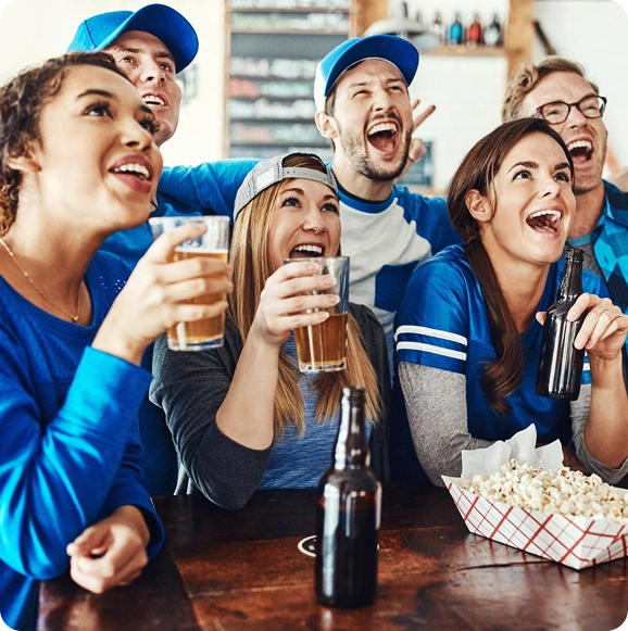 Friends watching the game